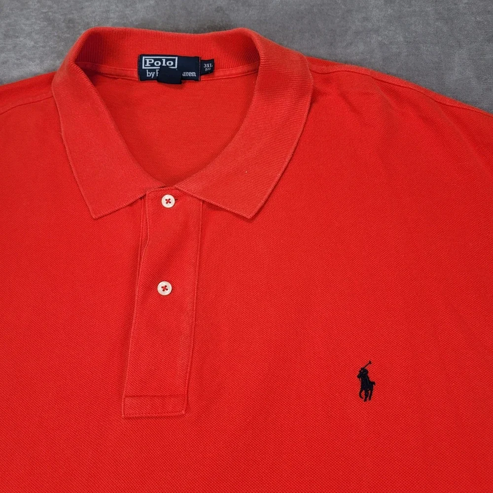 Polo Ralph Lauren Y2K Polo Shirt Mens 3XL Big Orange Short Sleeve Pique